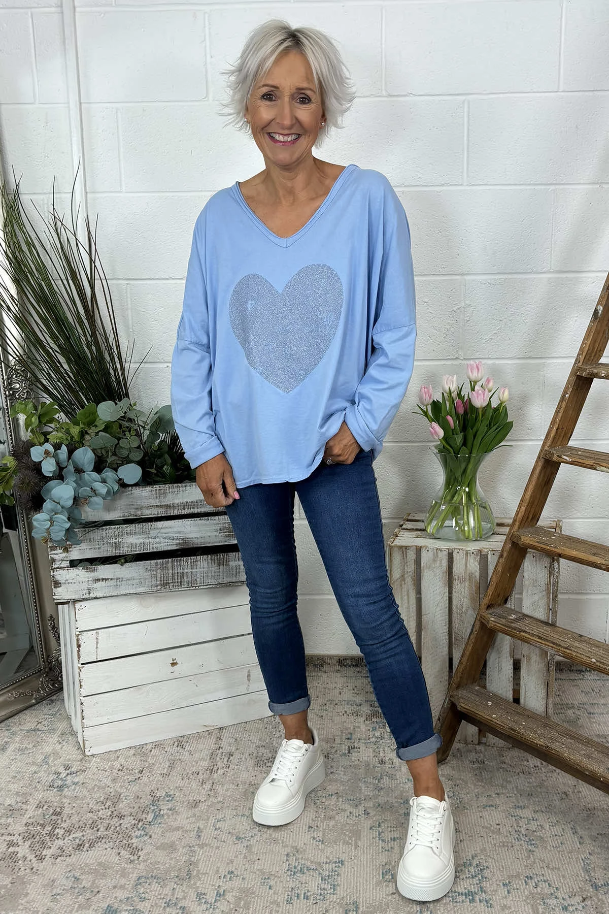 Briony Heart Cotton Top Blue 3 Briony Heart Cotton Top Blue