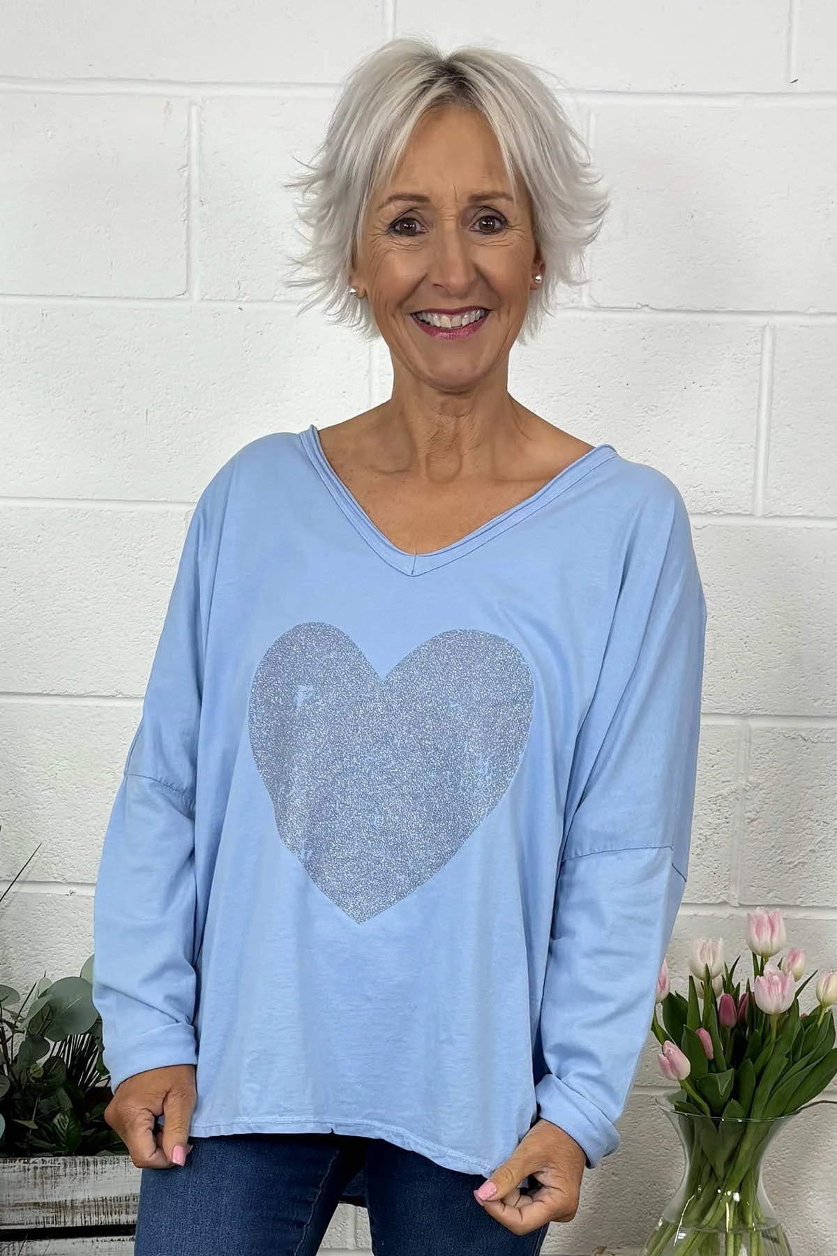 Briony Heart Cotton Top Blue 5 Briony Heart Cotton Top Blue - Image 3
