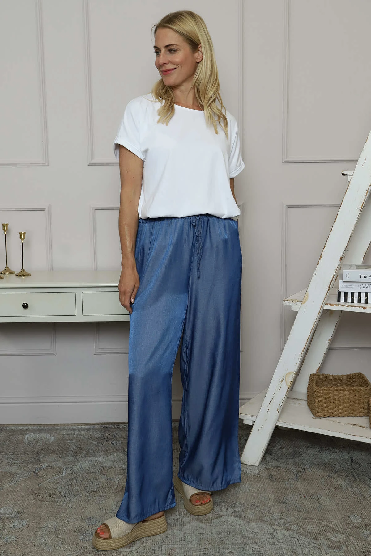 Fionne Wide Leg Trousers Dark Denim 4 Fionne Wide Leg Trousers Dark Denim - Image 2