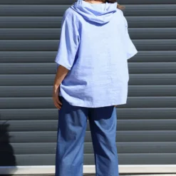 Annalee Hooded Linen Top Powder Blue -Kitandkaboodal Store IMG 8770 7a9159e1 f1de 4569 9785 cd23a967e7d4