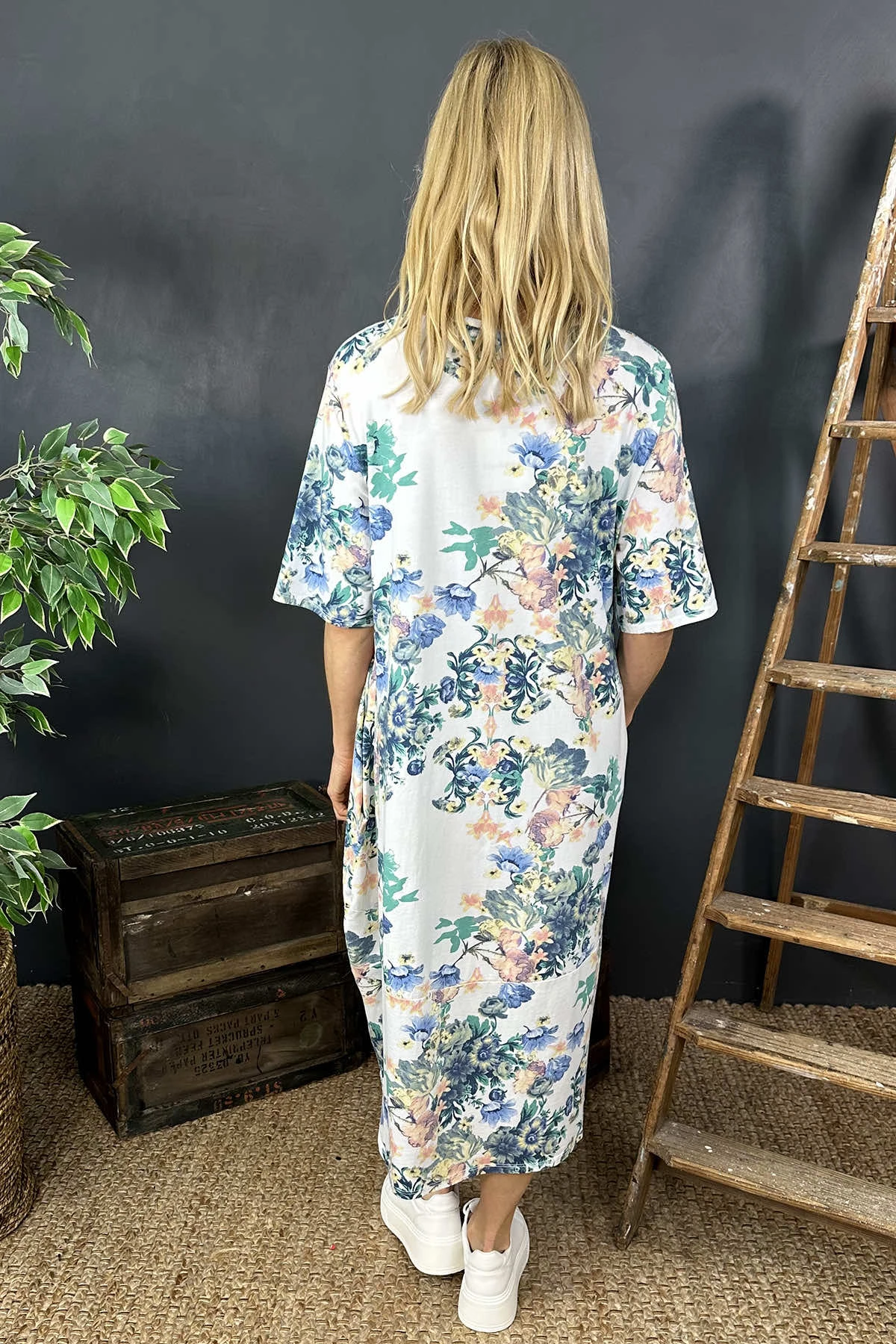 Fleur Floral Cotton Dress Grey 6 Fleur Floral Cotton Dress Grey - Image 4