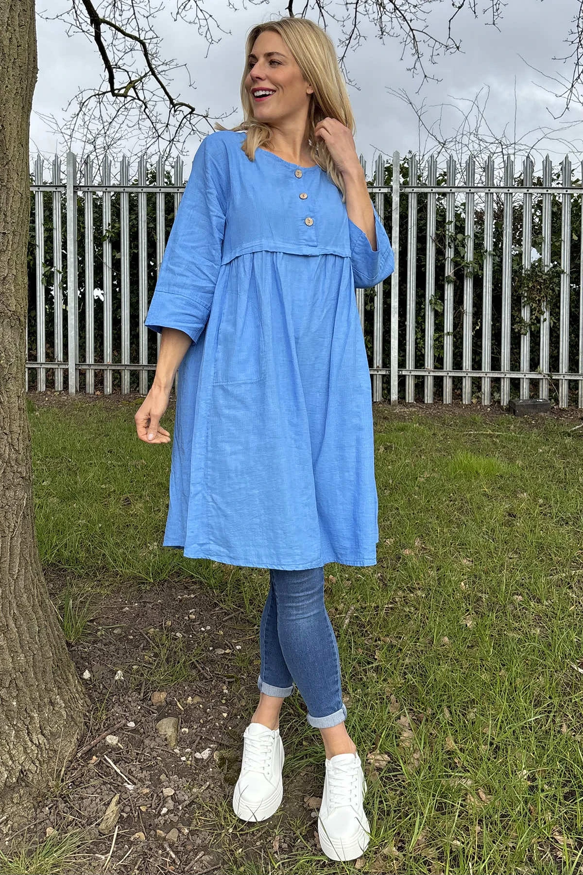 Alara Linen Dress Powder Blue 3 Alara Linen Dress Powder Blue