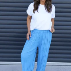 Emira Pleated Wide Leg Trousers Kingfisher