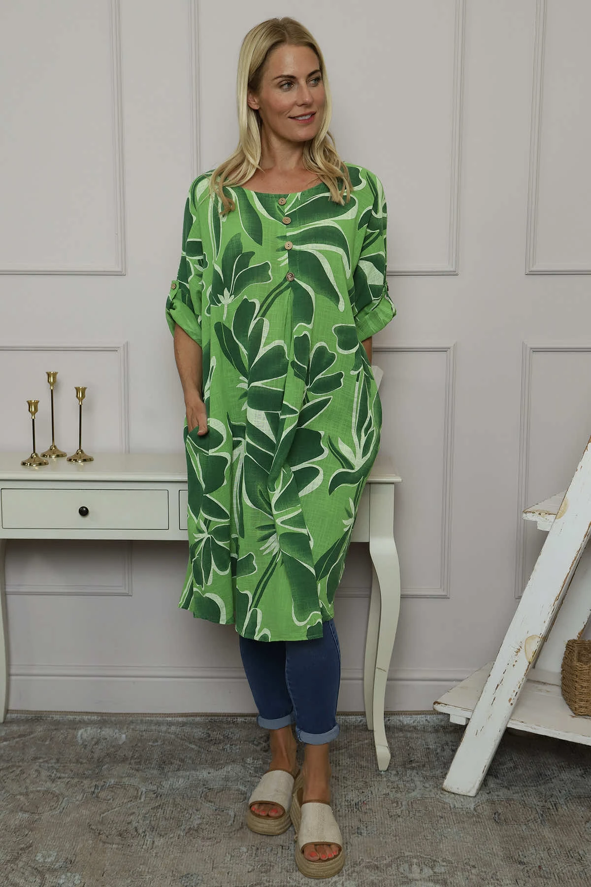 Cherise Print Tunic Green 4 Cherise Print Tunic Green - Image 2