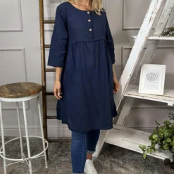 Alara Linen Dress Navy