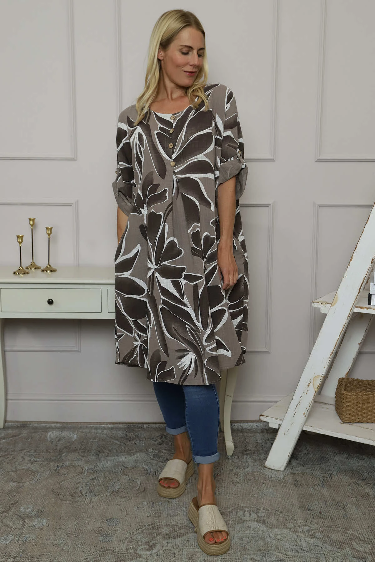 Cherise Print Tunic Mocha 3 Cherise Print Tunic Mocha