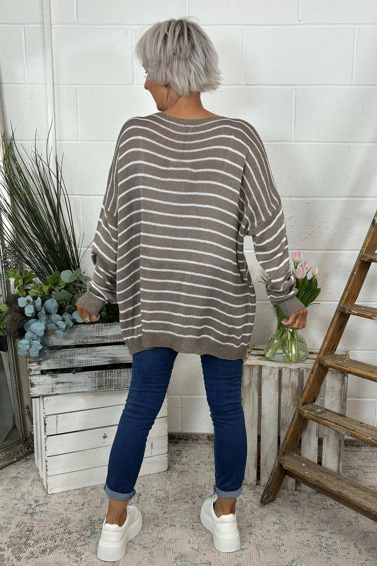 Bamburgh Stripe Knit Top Mocha 6 Bamburgh Stripe Knit Top Mocha - Image 4