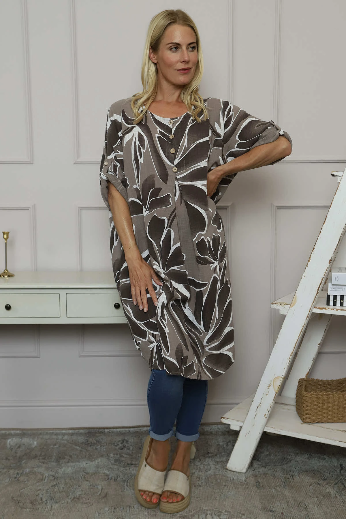 Cherise Print Tunic Mocha 4 Cherise Print Tunic Mocha - Image 2