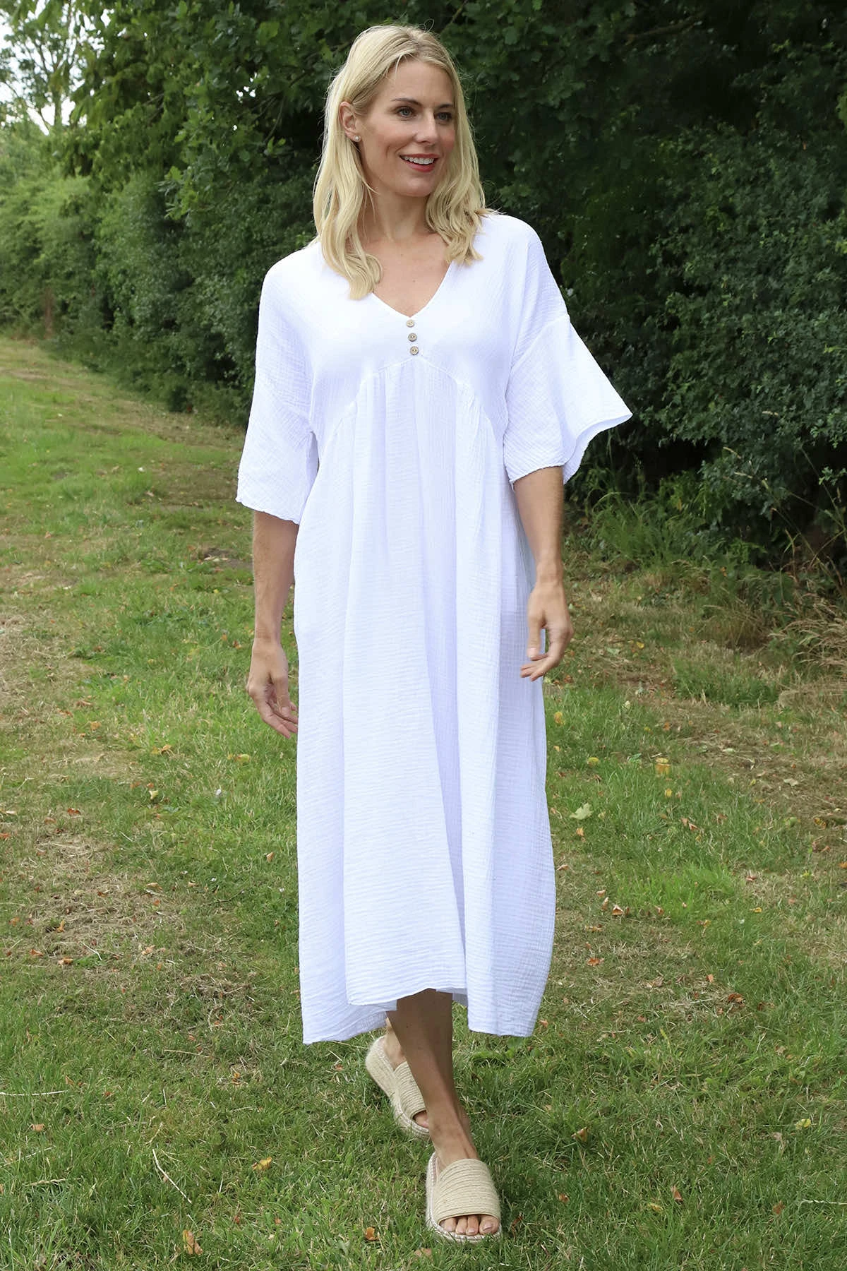 Alessandra Crinkle Cotton Dress White 3 Alessandra Crinkle Cotton Dress White