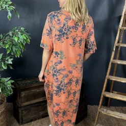 Fleur Floral Cotton Dress Orange -Kitandkaboodal Store IMG 8827 3bec841b 5282 484d 91ff 45bb96849e2f