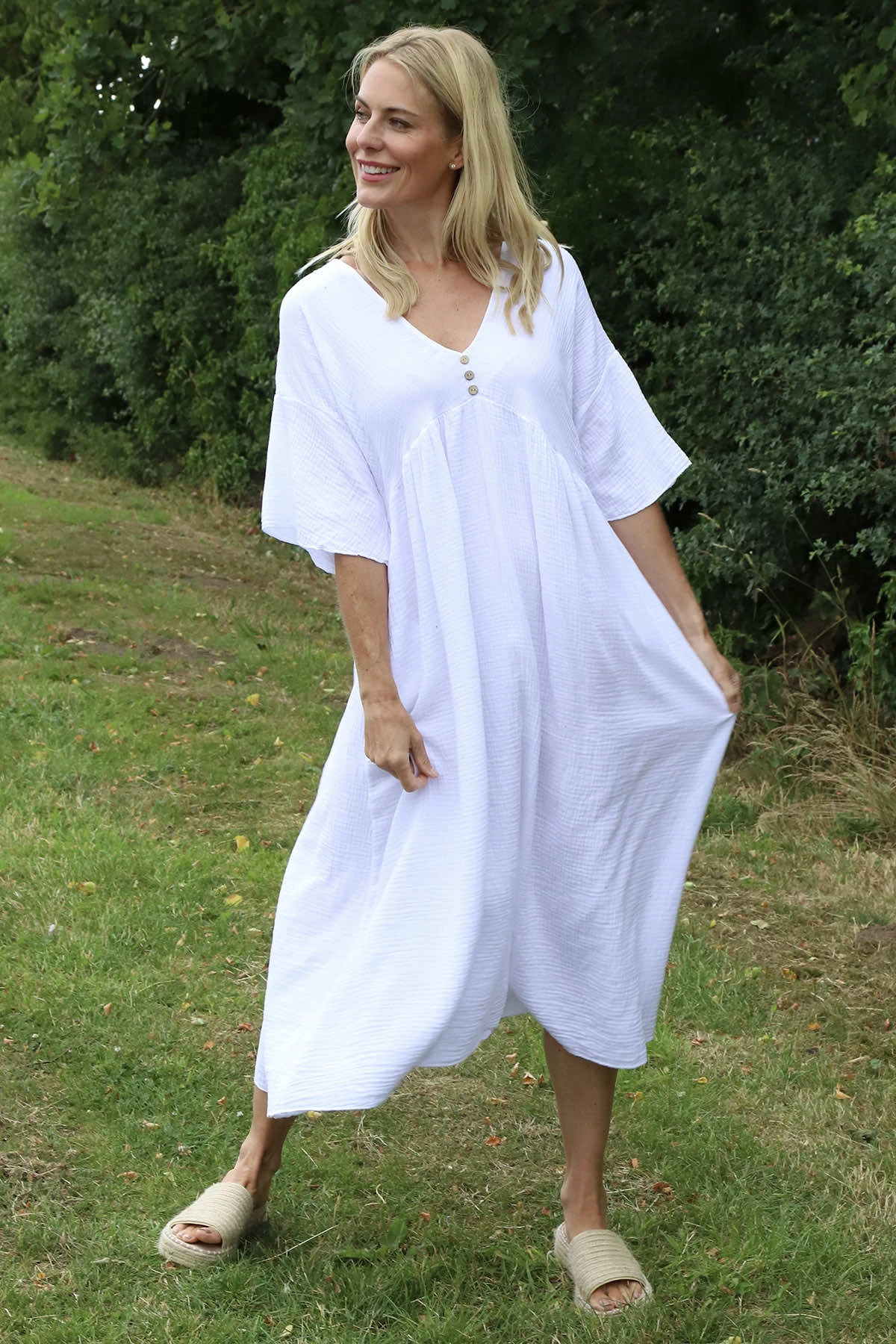 Alessandra Crinkle Cotton Dress White 4 Alessandra Crinkle Cotton Dress White - Image 2