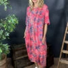 Fleur Floral Cotton Dress Hot Pink