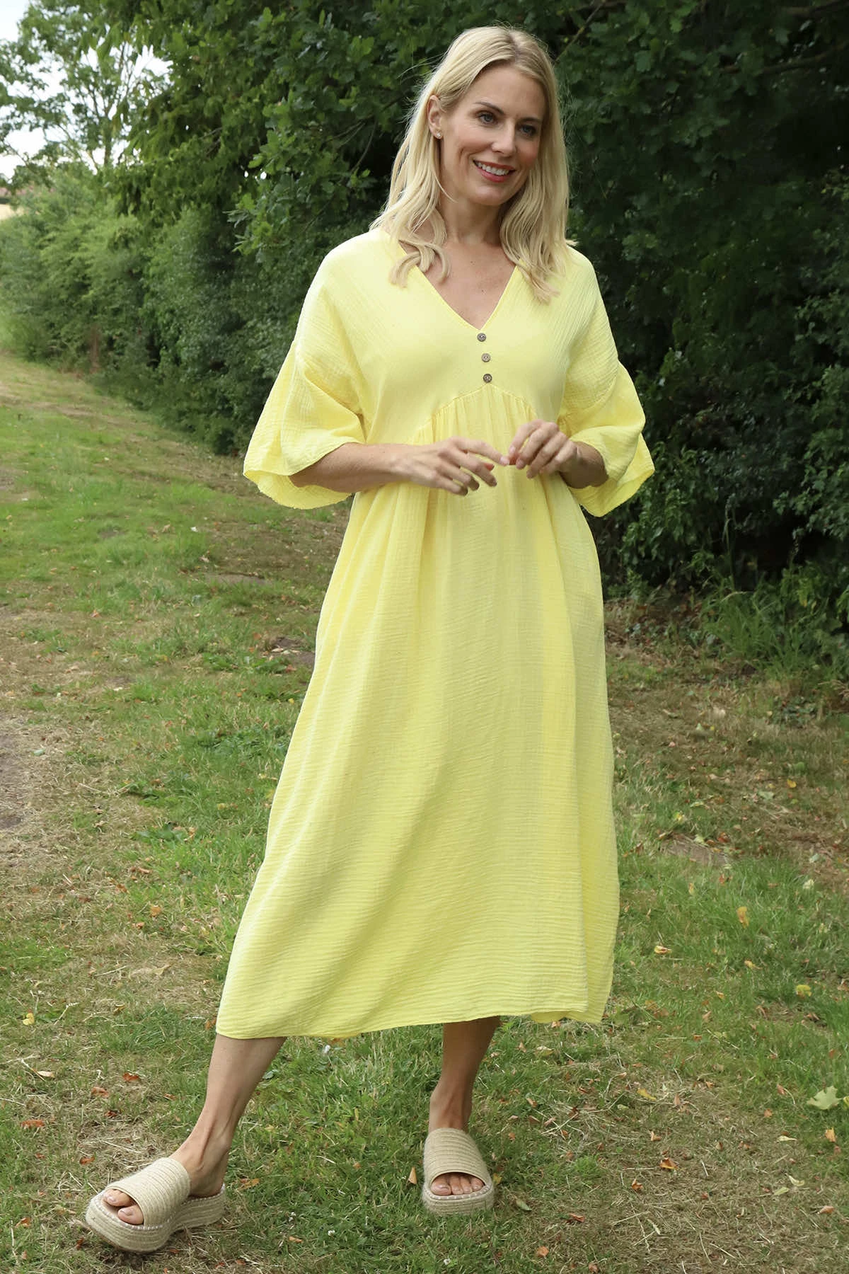 Alessandra Crinkle Cotton Dress Yellow 4 Alessandra Crinkle Cotton Dress Yellow - Image 2