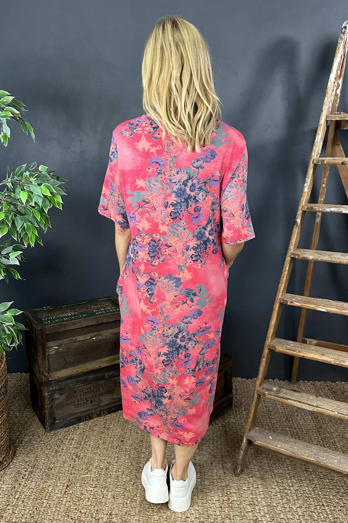 Fleur Floral Cotton Dress Hot Pink 6 Fleur Floral Cotton Dress Hot Pink - Image 4