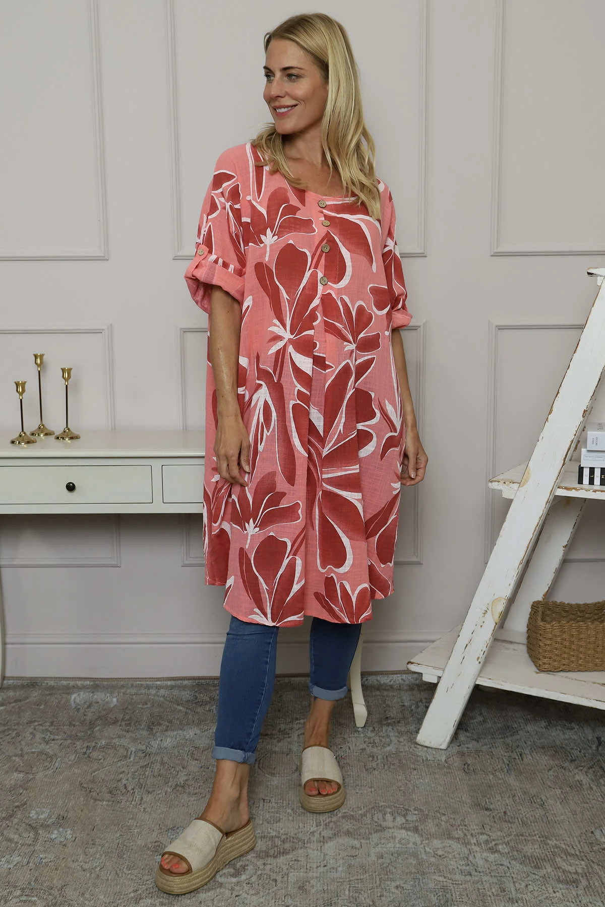 Cherise Print Tunic Coral 4 Cherise Print Tunic Coral - Image 2