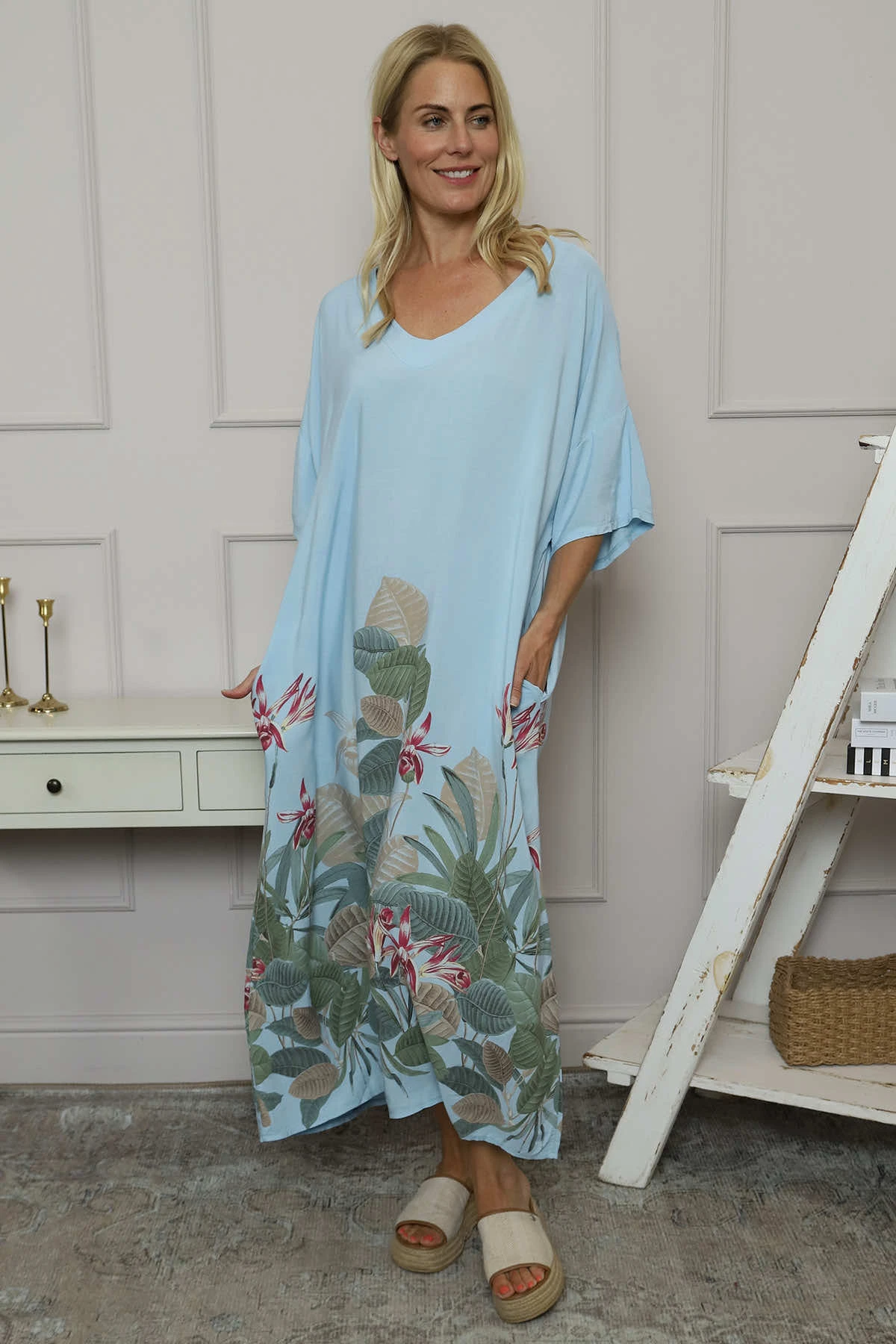 Avalon V-Neck Dress Light Blue 3 Avalon V-Neck Dress Light Blue