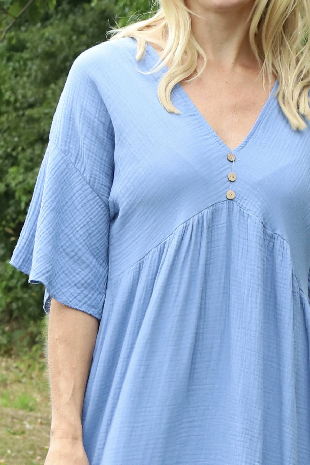 Alessandra Crinkle Cotton Dress Blue 5 Alessandra Crinkle Cotton Dress Blue - Image 3