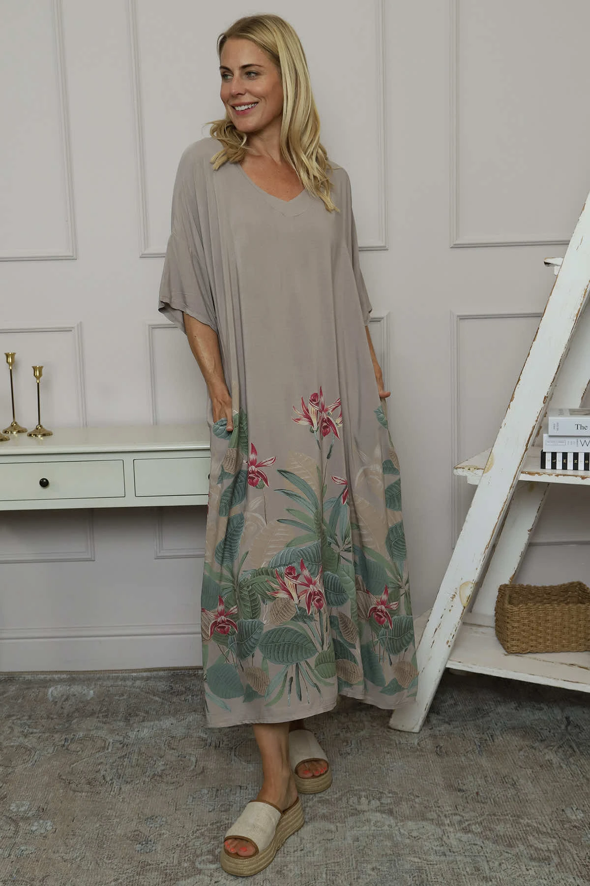 Avalon V-Neck Dress Mocha 3 Avalon V-Neck Dress Mocha