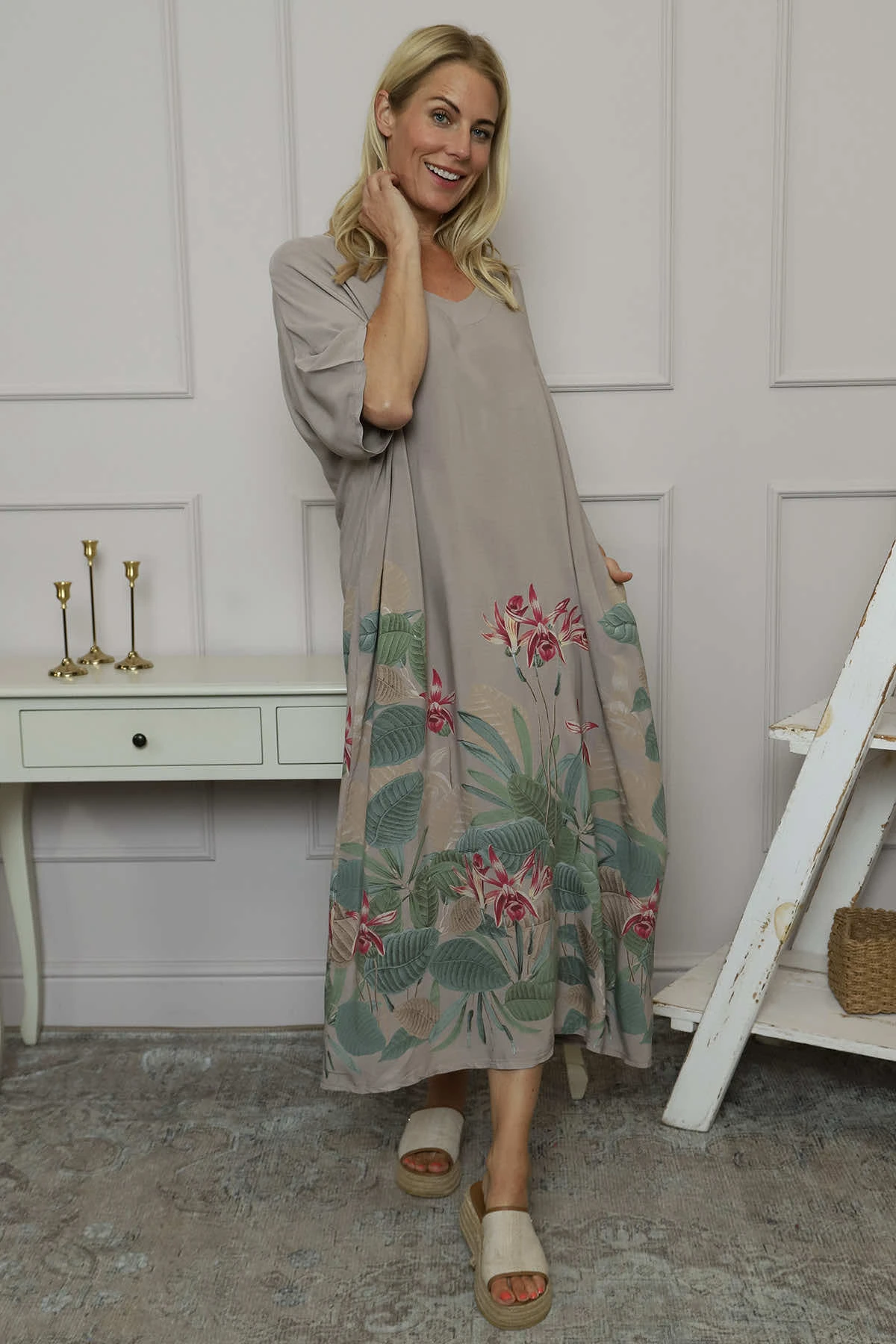 Avalon V-Neck Dress Mocha 4 Avalon V-Neck Dress Mocha - Image 2