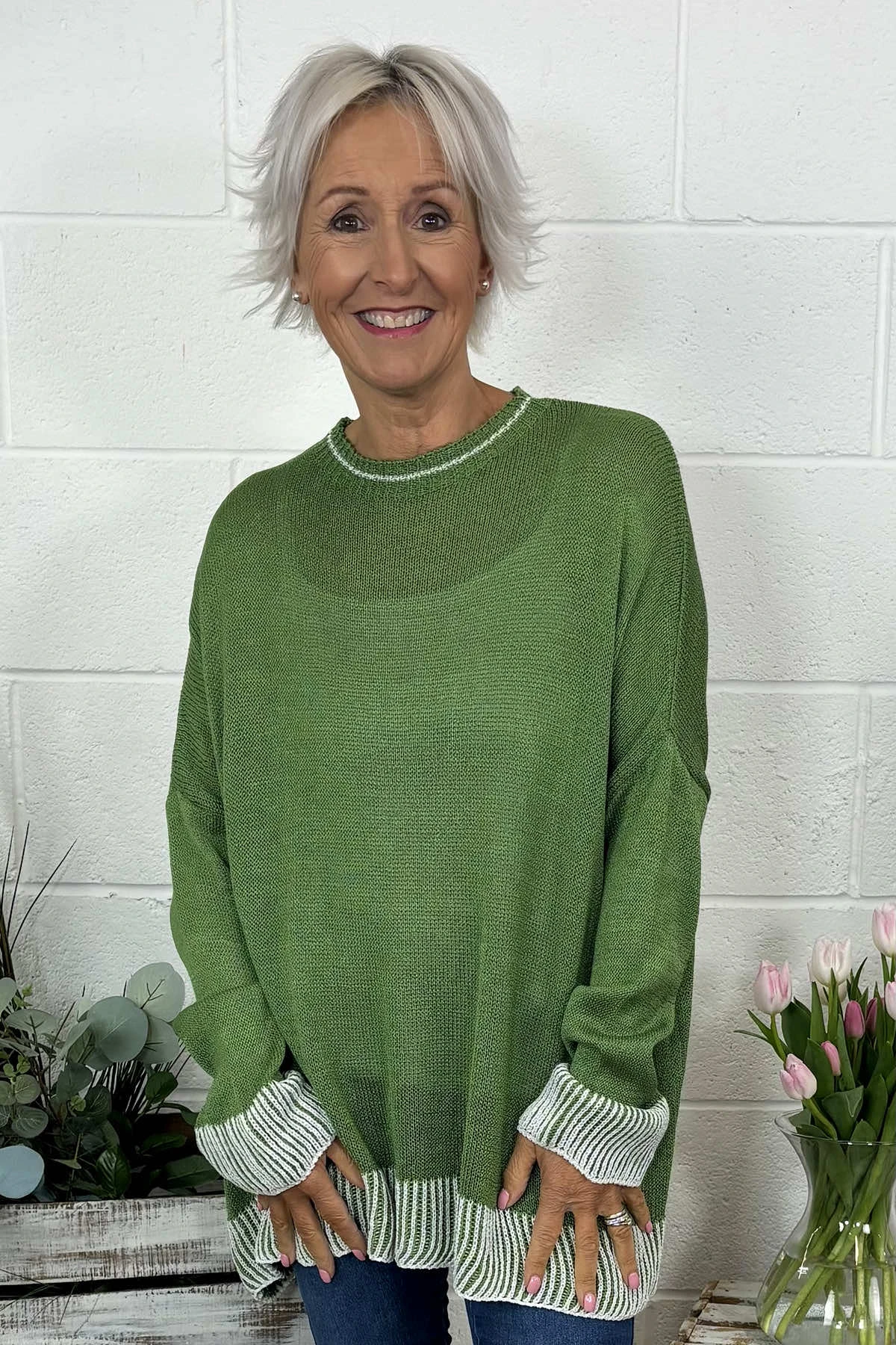 Aldeburgh Knit Top Olive 5 Aldeburgh Knit Top Olive - Image 3