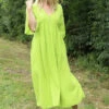 Alessandra Crinkle Cotton Dress Lime