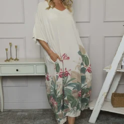 Avalon V-Neck Dress Stone