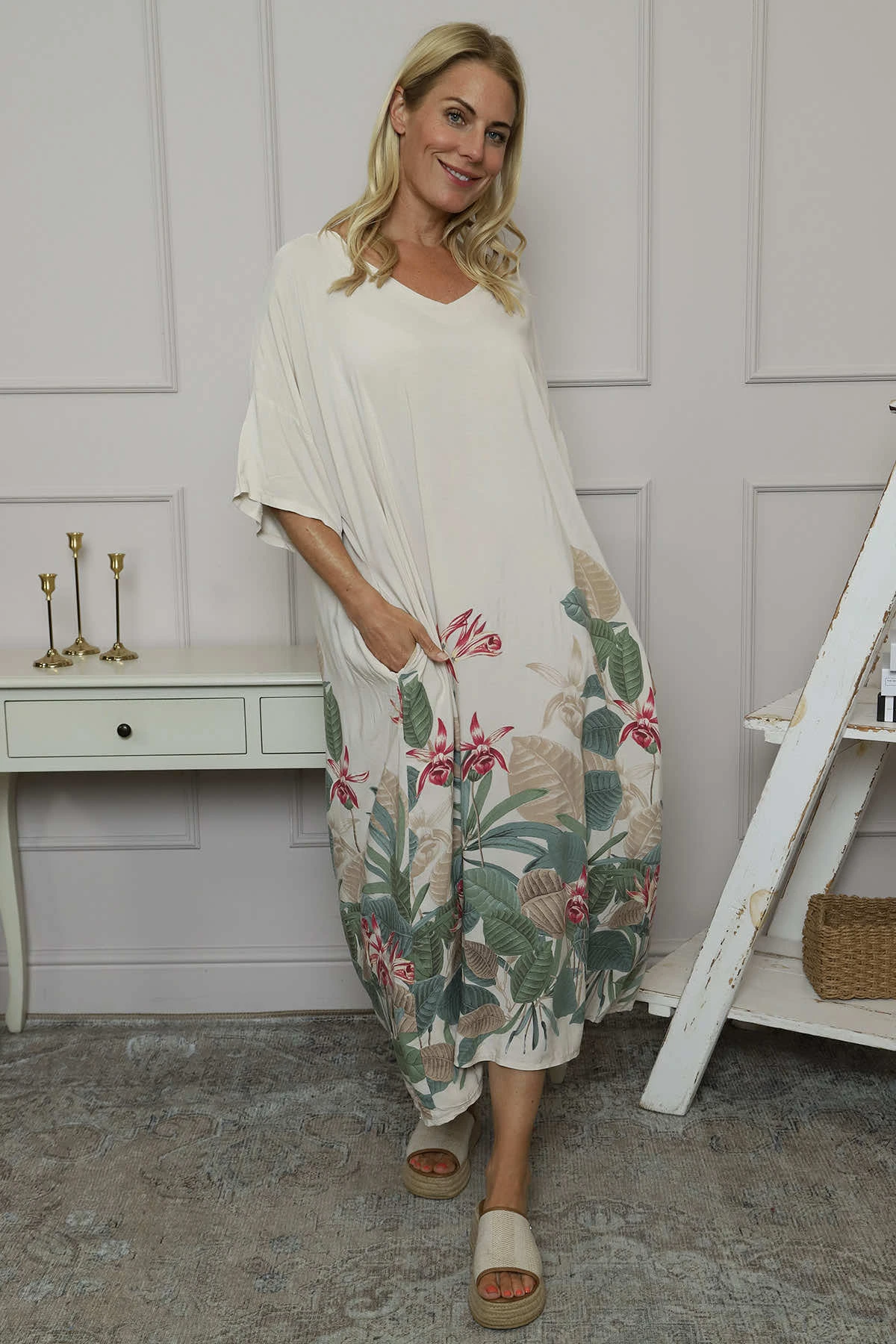 Avalon V-Neck Dress Stone 3 Avalon V-Neck Dress Stone