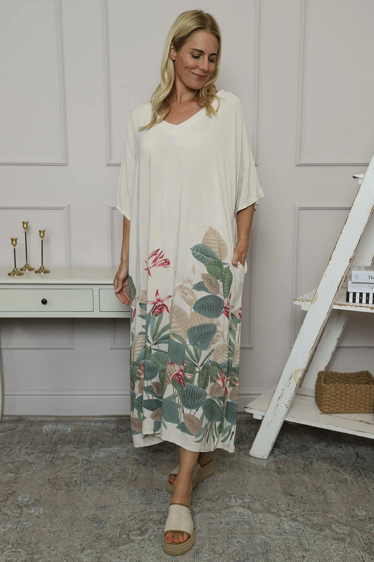 Avalon V-Neck Dress Stone 4 Avalon V-Neck Dress Stone - Image 2