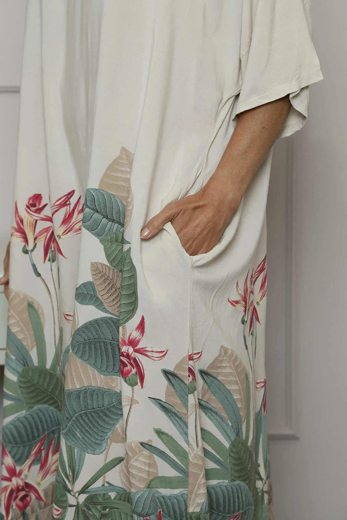 Avalon V-Neck Dress Stone 5 Avalon V-Neck Dress Stone - Image 3