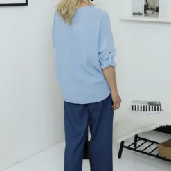 Giulia Crinkle Cotton Shirt Powder Blue -Kitandkaboodal Store IMG 8927 c908dae1 8c9c 4f09 bee0 c6c93c50a5ab