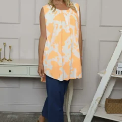 Clarenza Print Top Orange