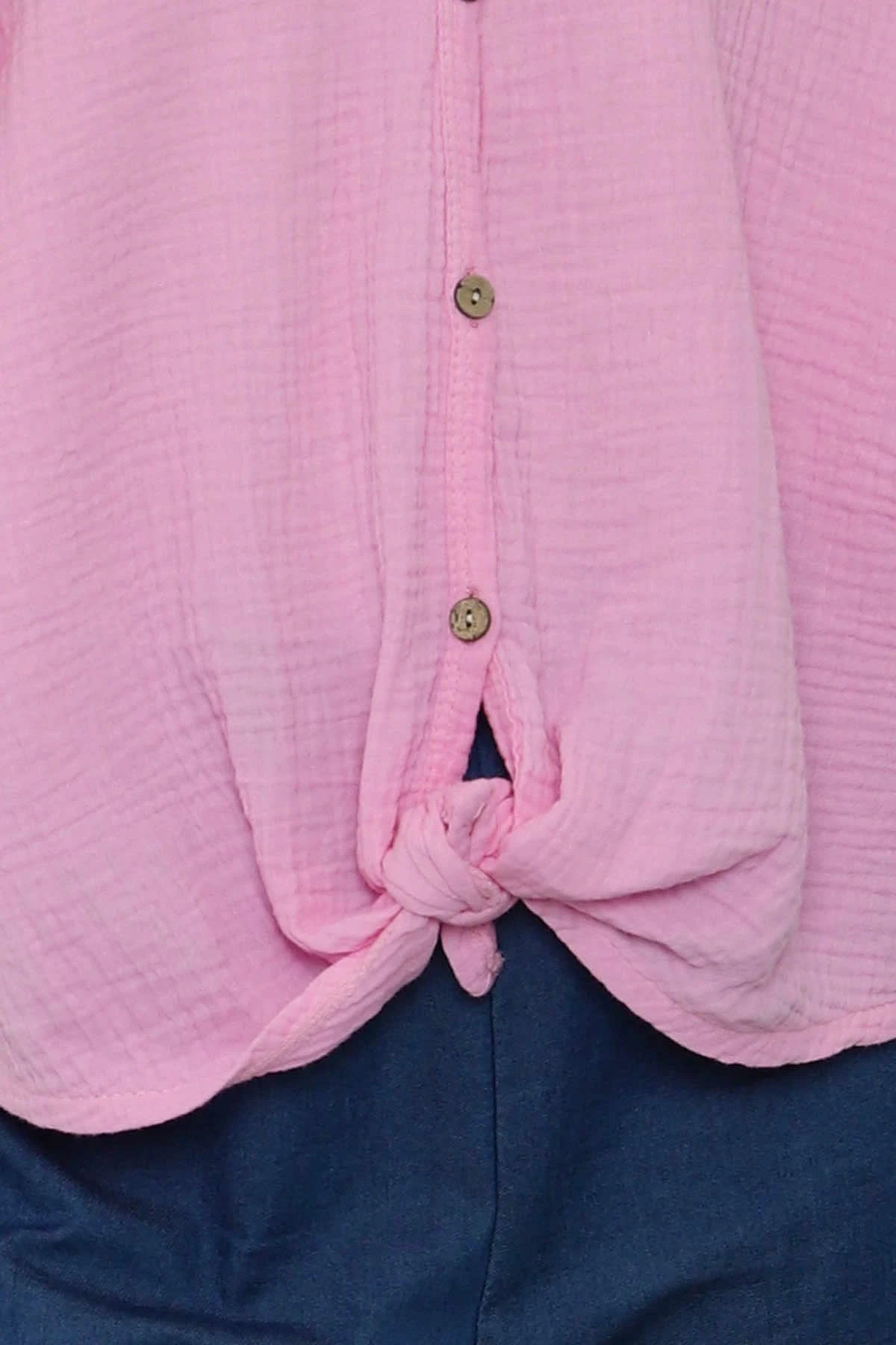 Giulia Crinkle Cotton Shirt Pink 5 Giulia Crinkle Cotton Shirt Pink - Image 3