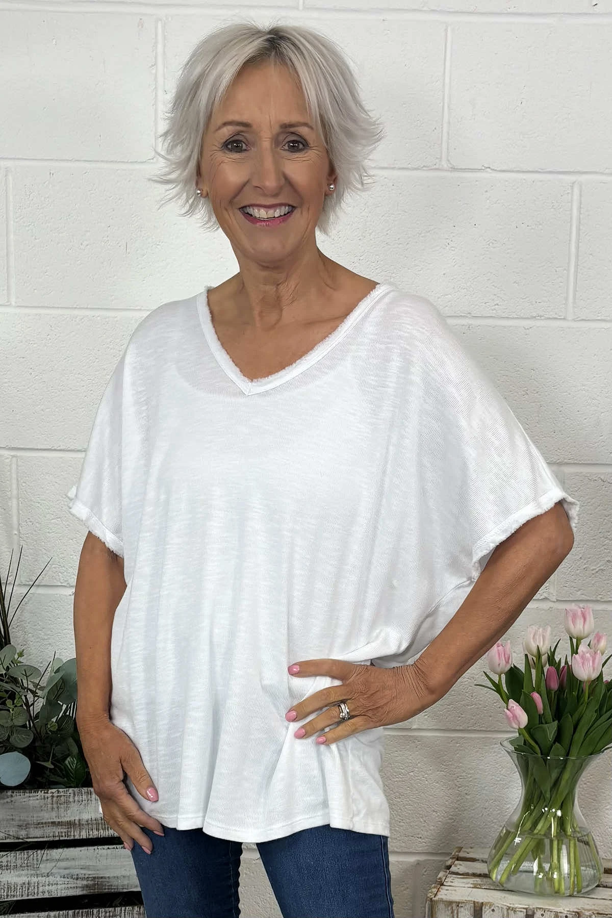 Burford V-Neck Top White 4 Burford V-Neck Top White - Image 2