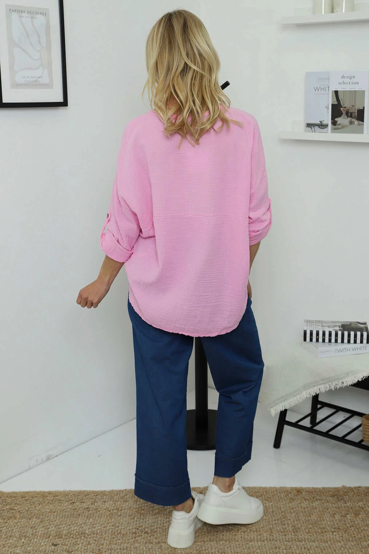 Giulia Crinkle Cotton Shirt Pink 6 Giulia Crinkle Cotton Shirt Pink - Image 4