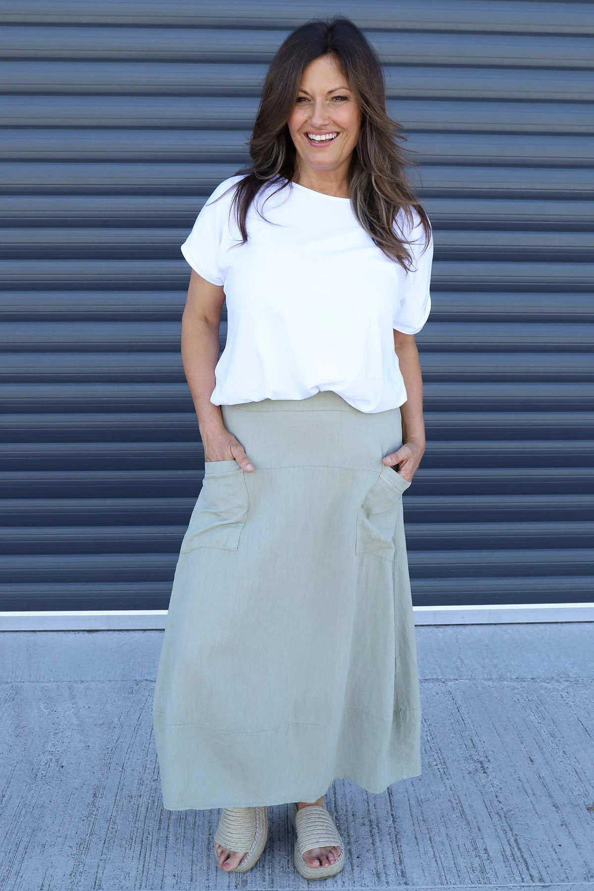 Darana Linen Skirt Light Khaki 3 Darana Linen Skirt Light Khaki