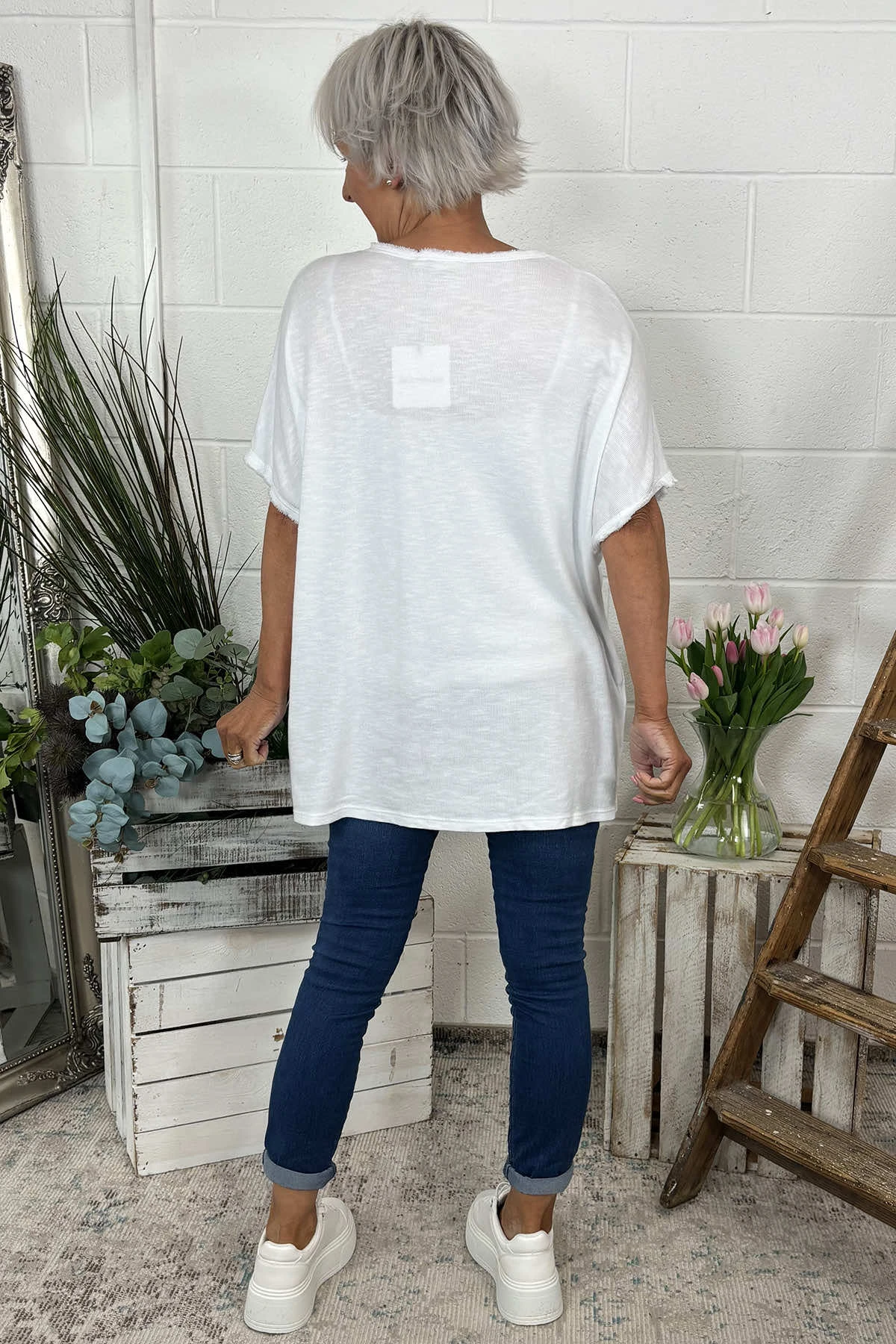 Burford V-Neck Top White 6 Burford V-Neck Top White - Image 4