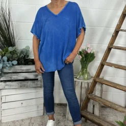 Burford V-Neck Top Cobalt