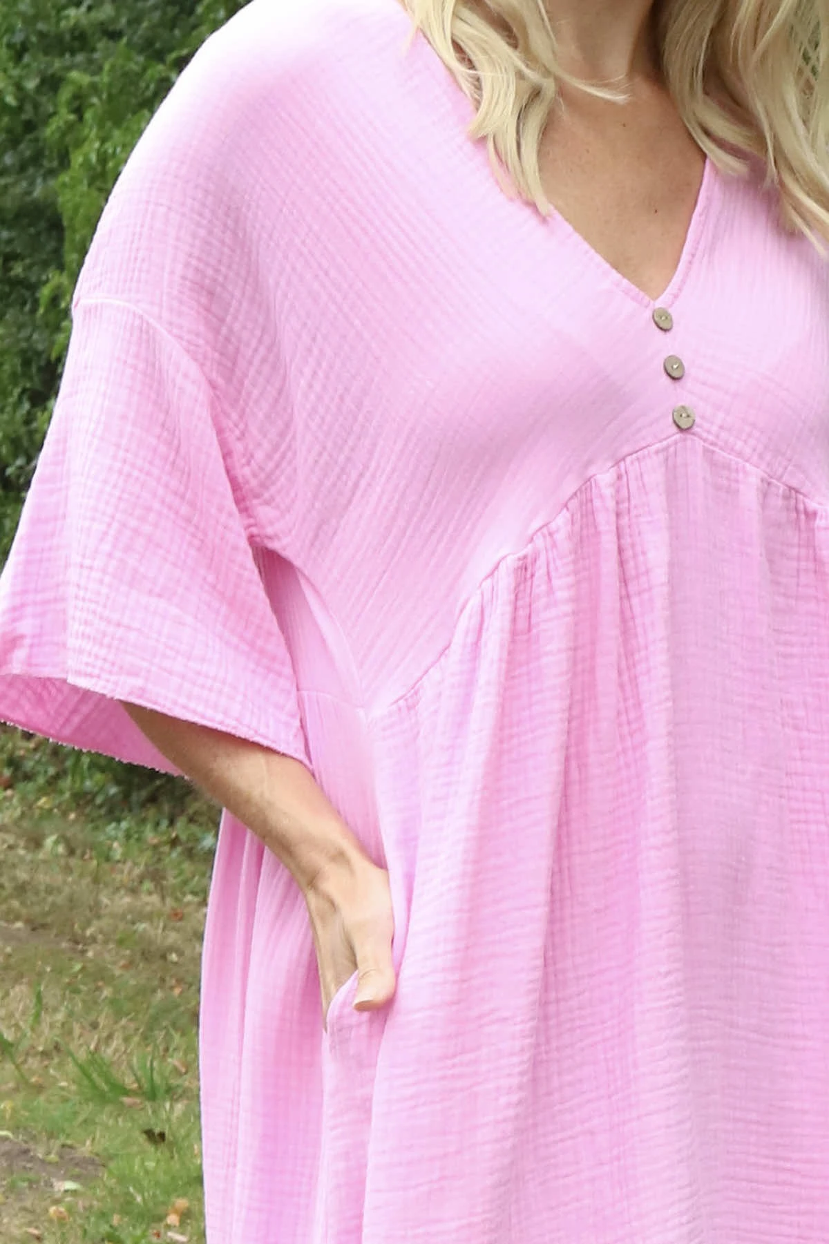 Alessandra Crinkle Cotton Dress Pink 5 Alessandra Crinkle Cotton Dress Pink - Image 3