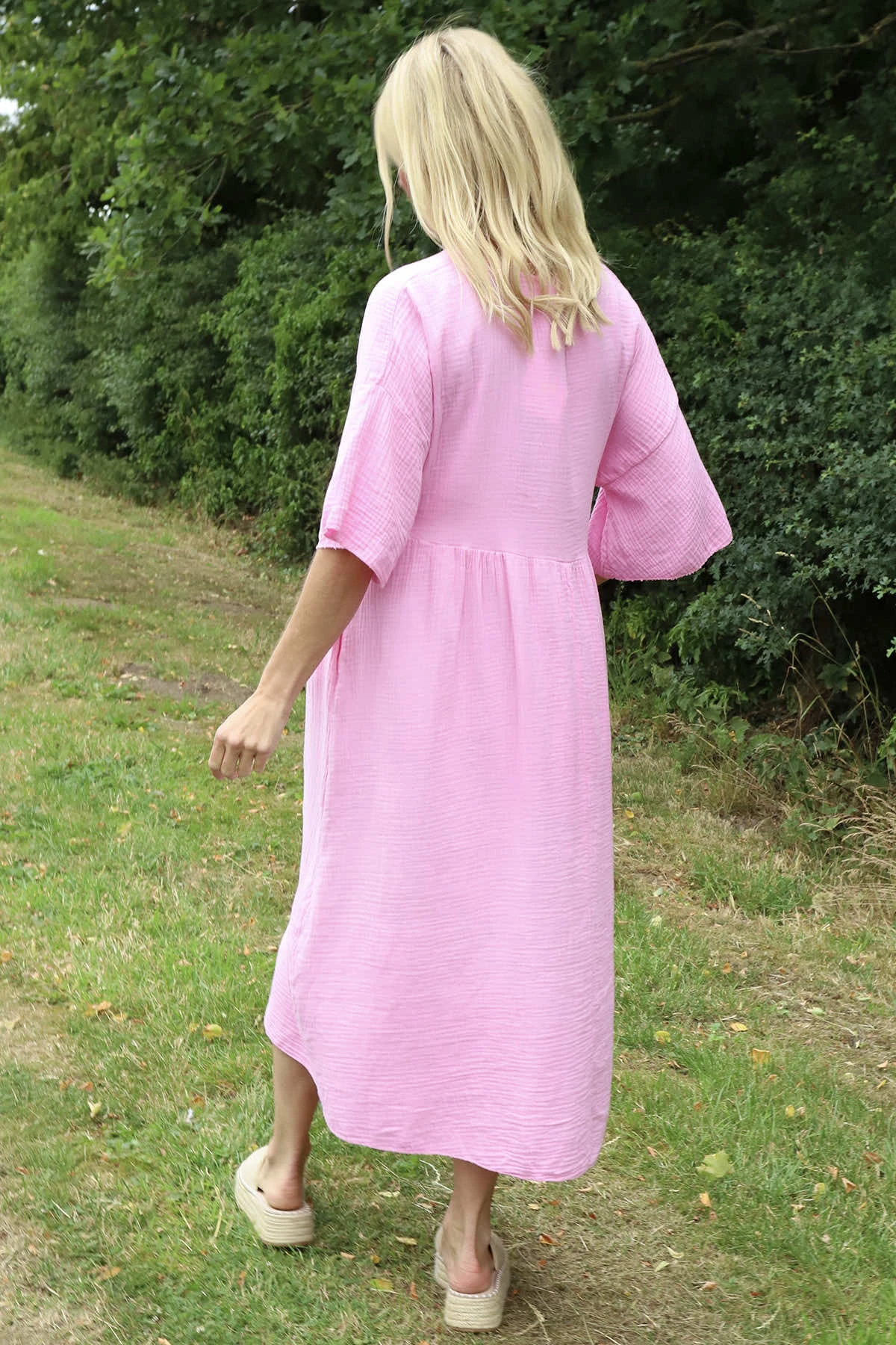 Alessandra Crinkle Cotton Dress Pink 6 Alessandra Crinkle Cotton Dress Pink - Image 4