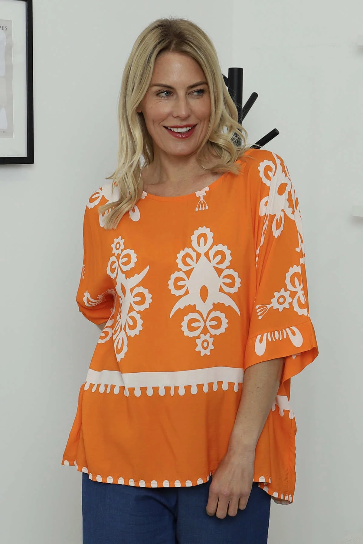 Pixie Print Top Orange 5 Pixie Print Top Orange - Image 3