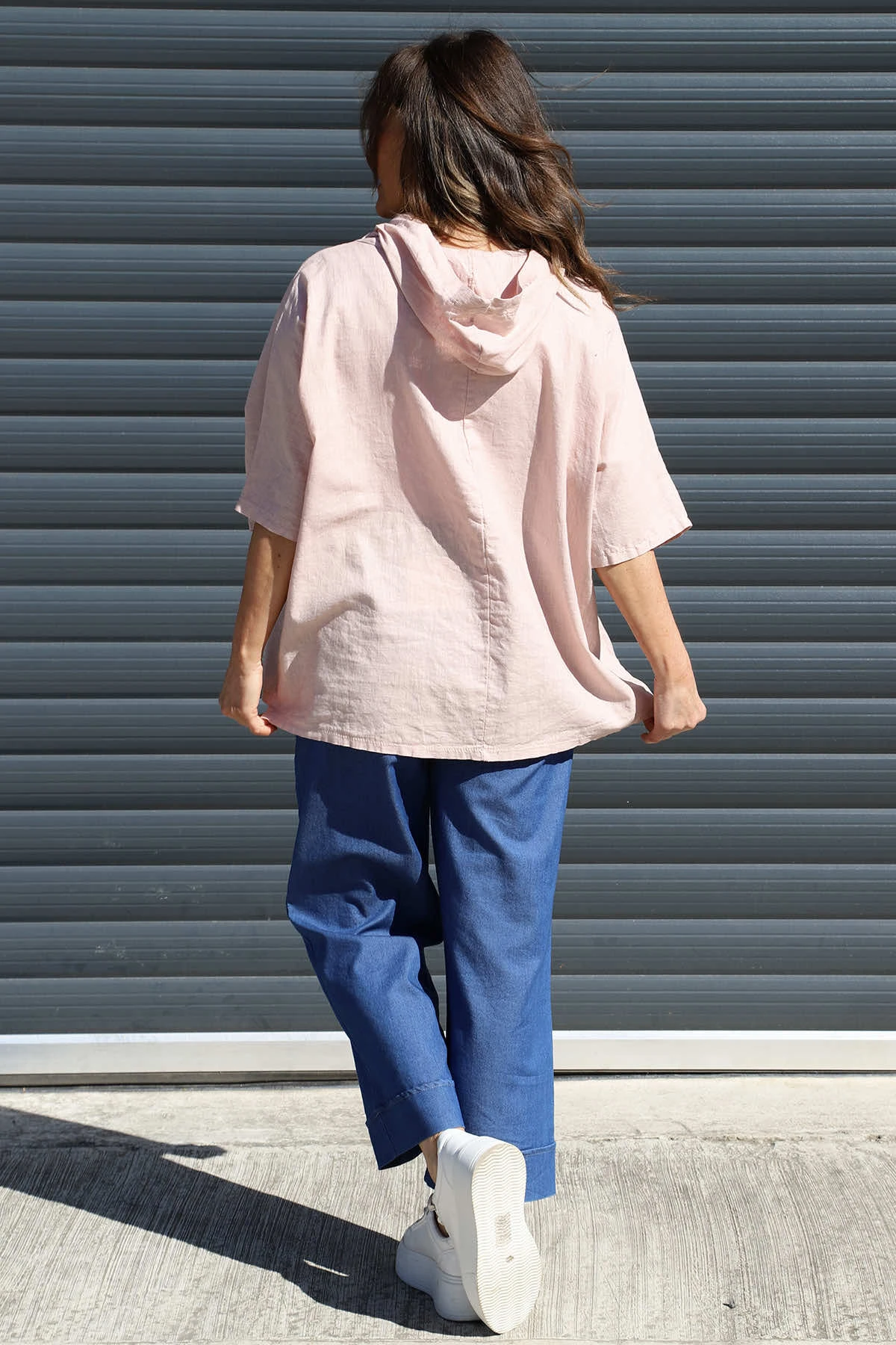 Annalee Hooded Linen Top Pink 6 Annalee Hooded Linen Top Pink - Image 4