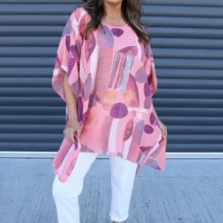 Betania Print Cotton Top Coral