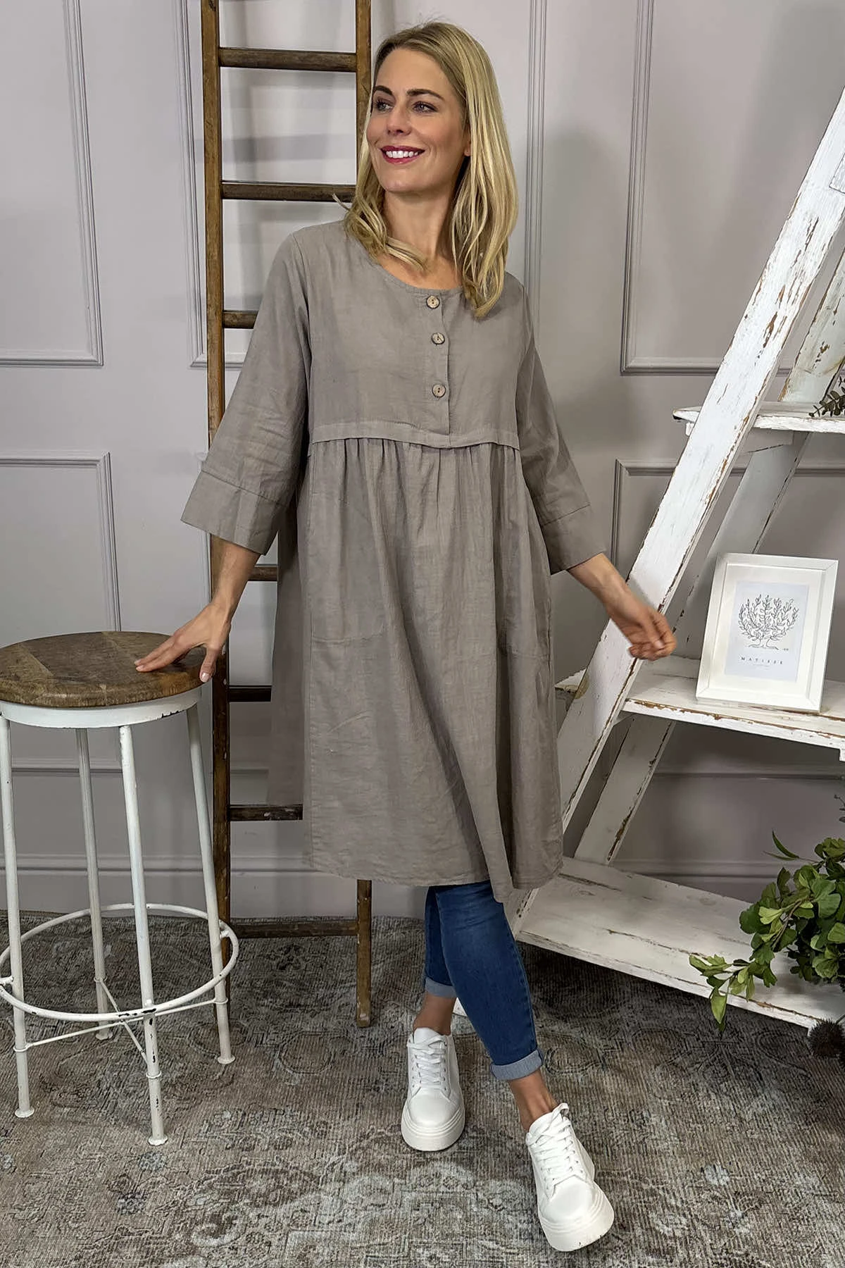 Alara Linen Dress Mocha 3 Alara Linen Dress Mocha