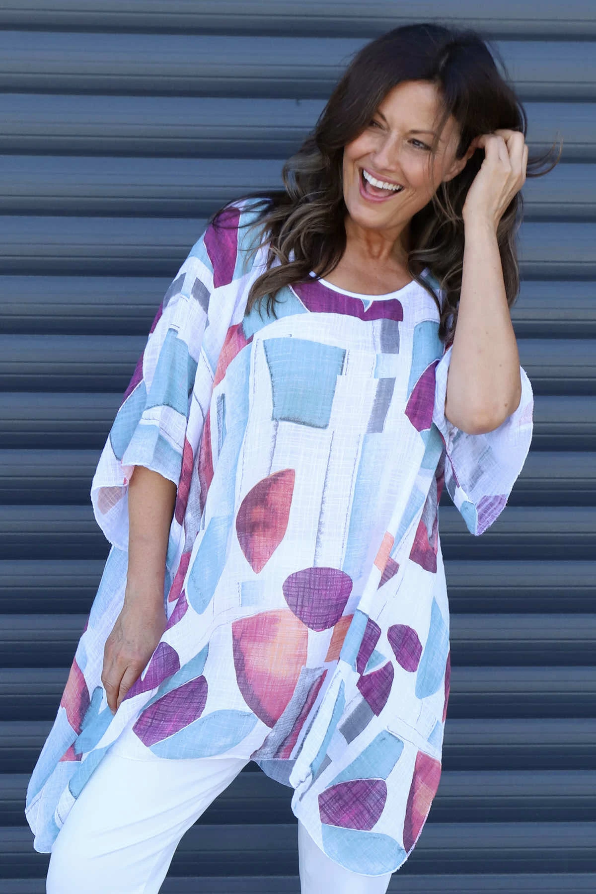 Betania Print Cotton Top White 4 Betania Print Cotton Top White - Image 2