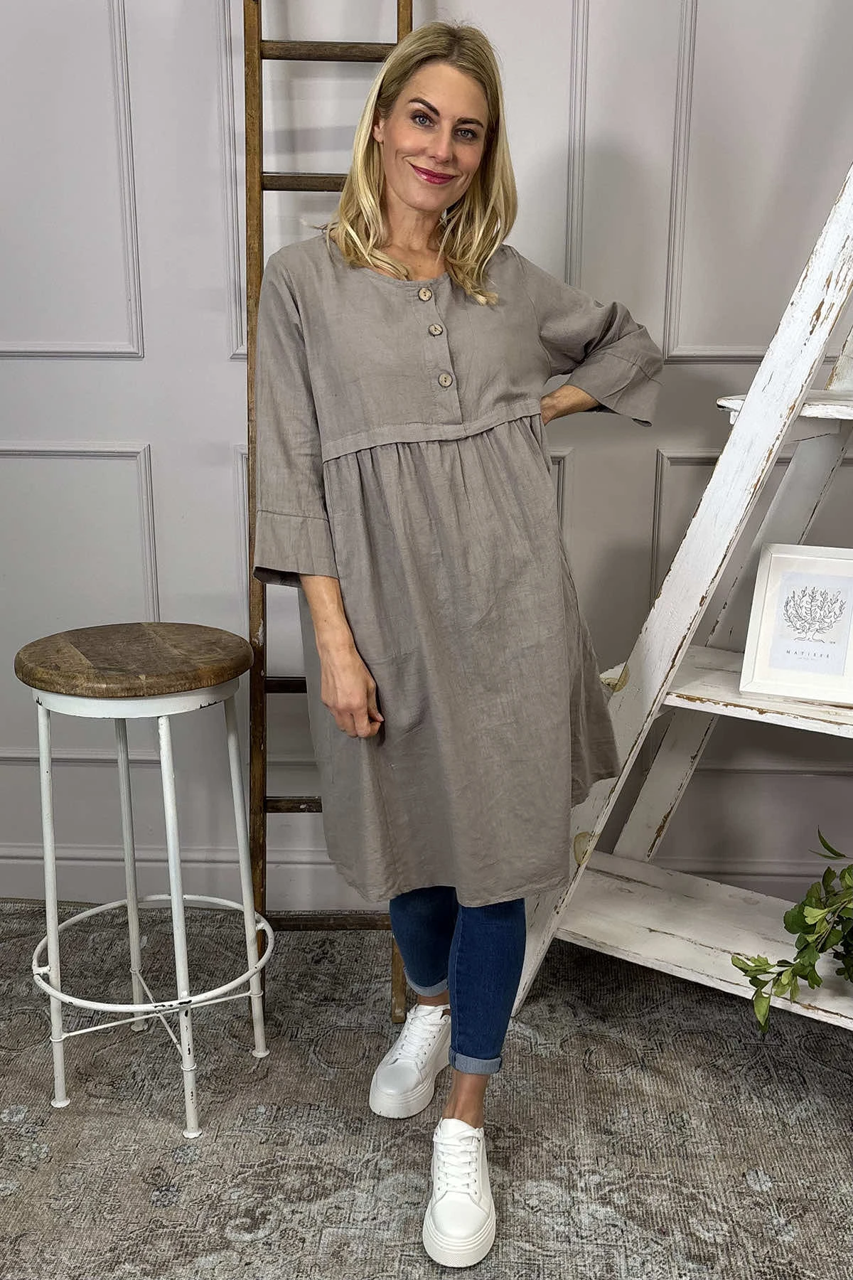 Alara Linen Dress Mocha 4 Alara Linen Dress Mocha - Image 2