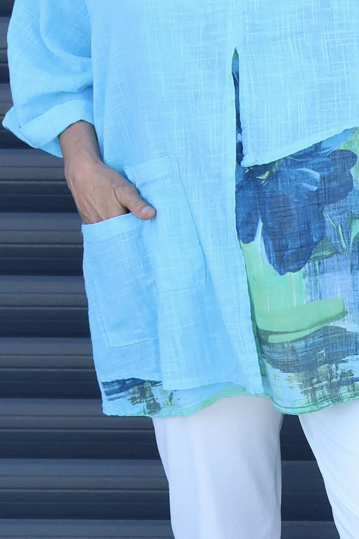 Alberta Layered Linen Top Kingfisher 5 Alberta Layered Linen Top Kingfisher - Image 3