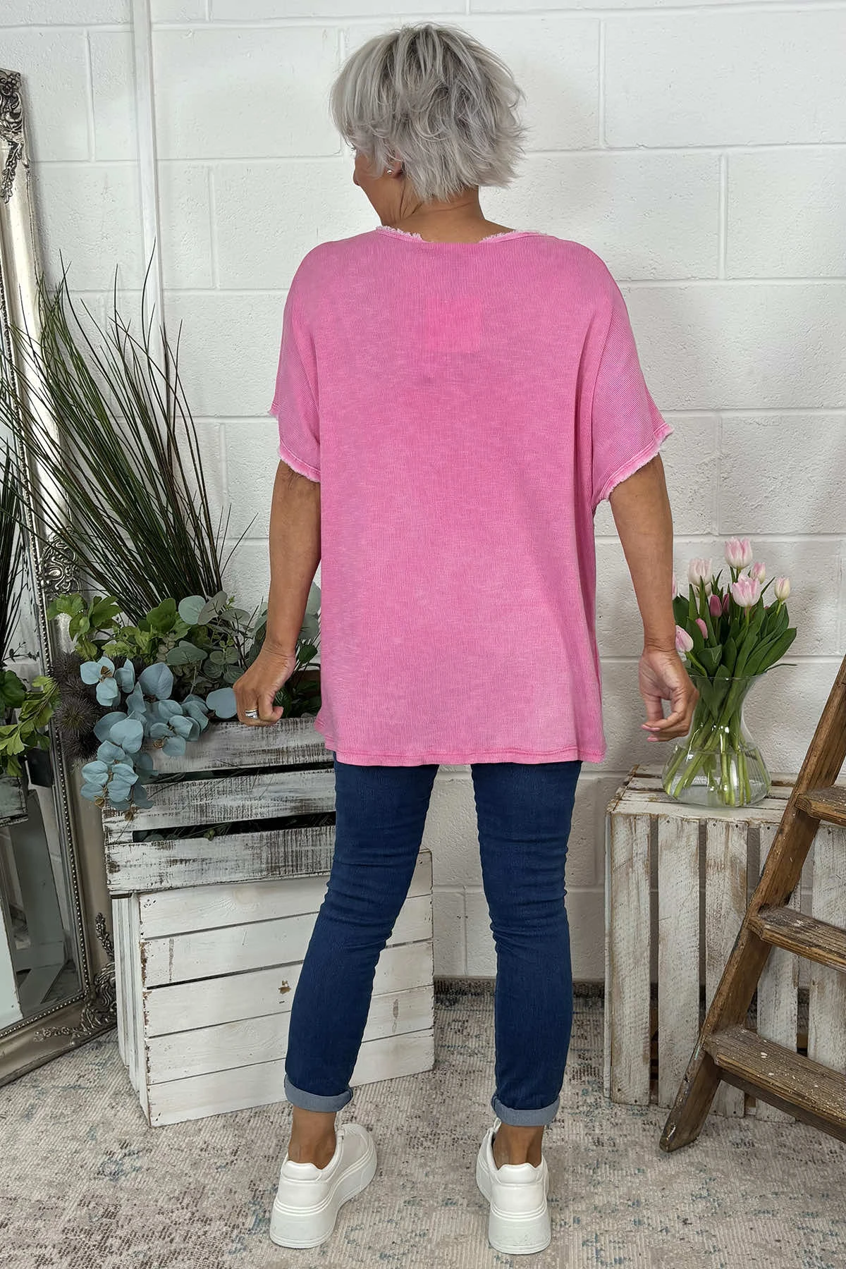 Burford V-Neck Top Fuchsia 6 Burford V-Neck Top Fuchsia - Image 4