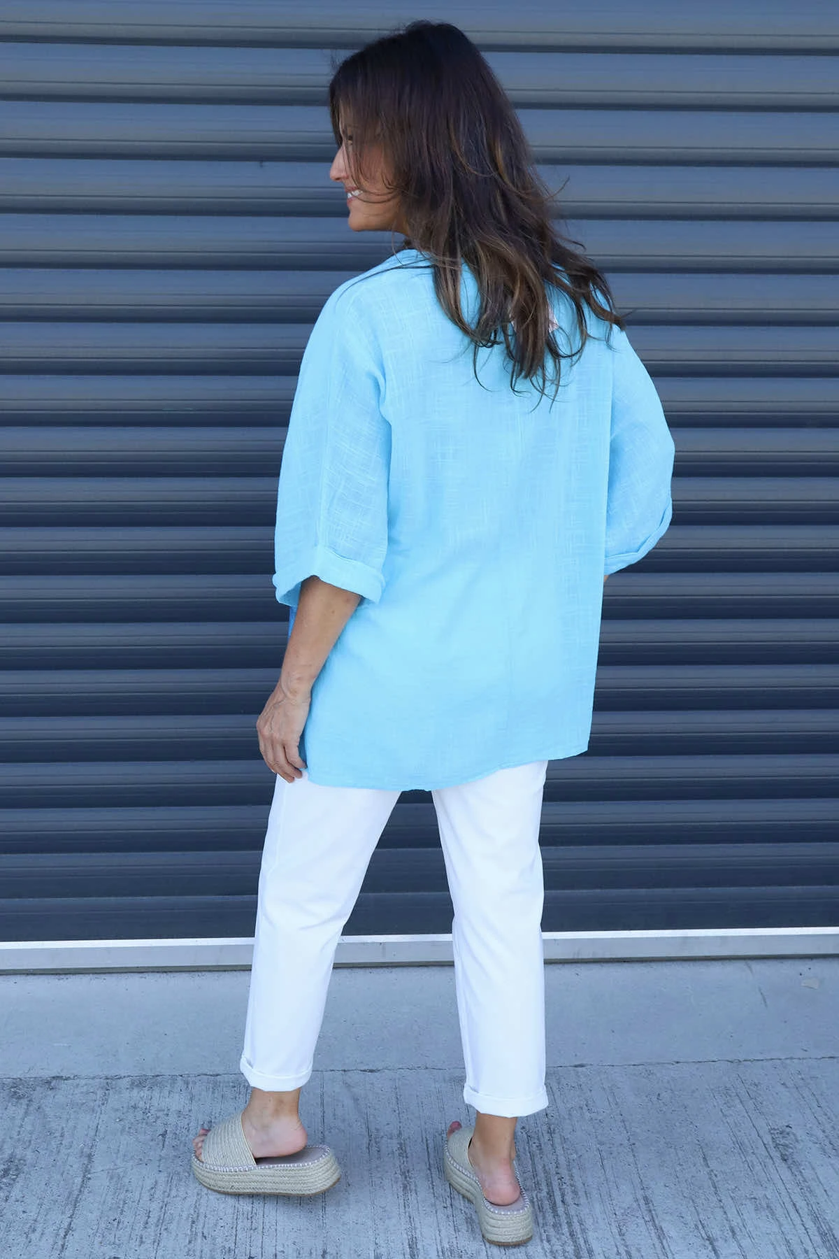 Alberta Layered Linen Top Kingfisher 6 Alberta Layered Linen Top Kingfisher - Image 4