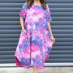 Giulia Print Dress Fuchsia