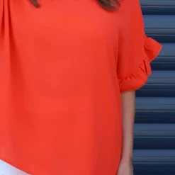 Malvina V-Neck Top Coral Red 8 Malvina V-Neck Top Coral Red -Kitandkaboodal Store IMG 9041 9550486c f1b0 462d 96d7 e04b208f1b81